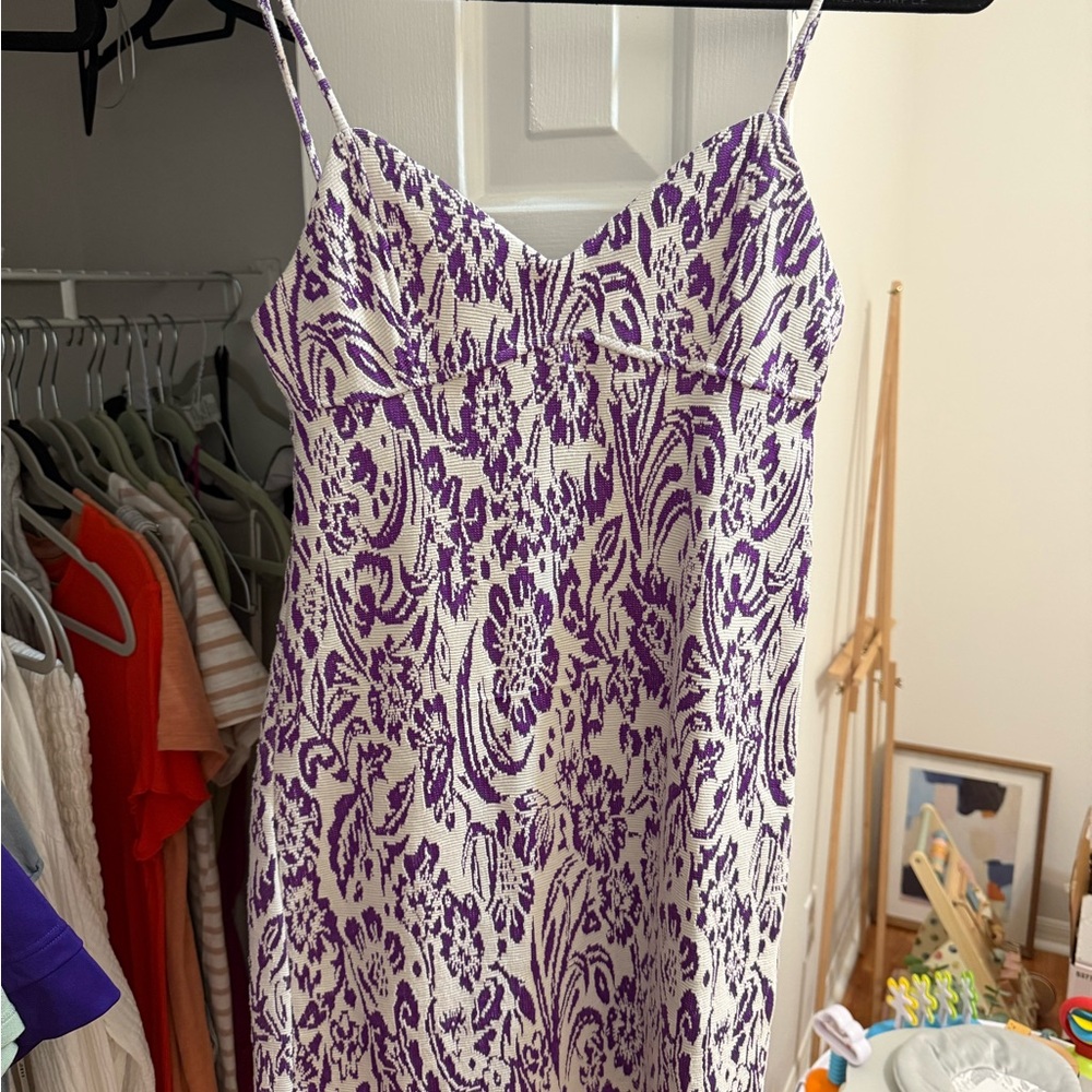 Zara Purple and White Patterned Garment